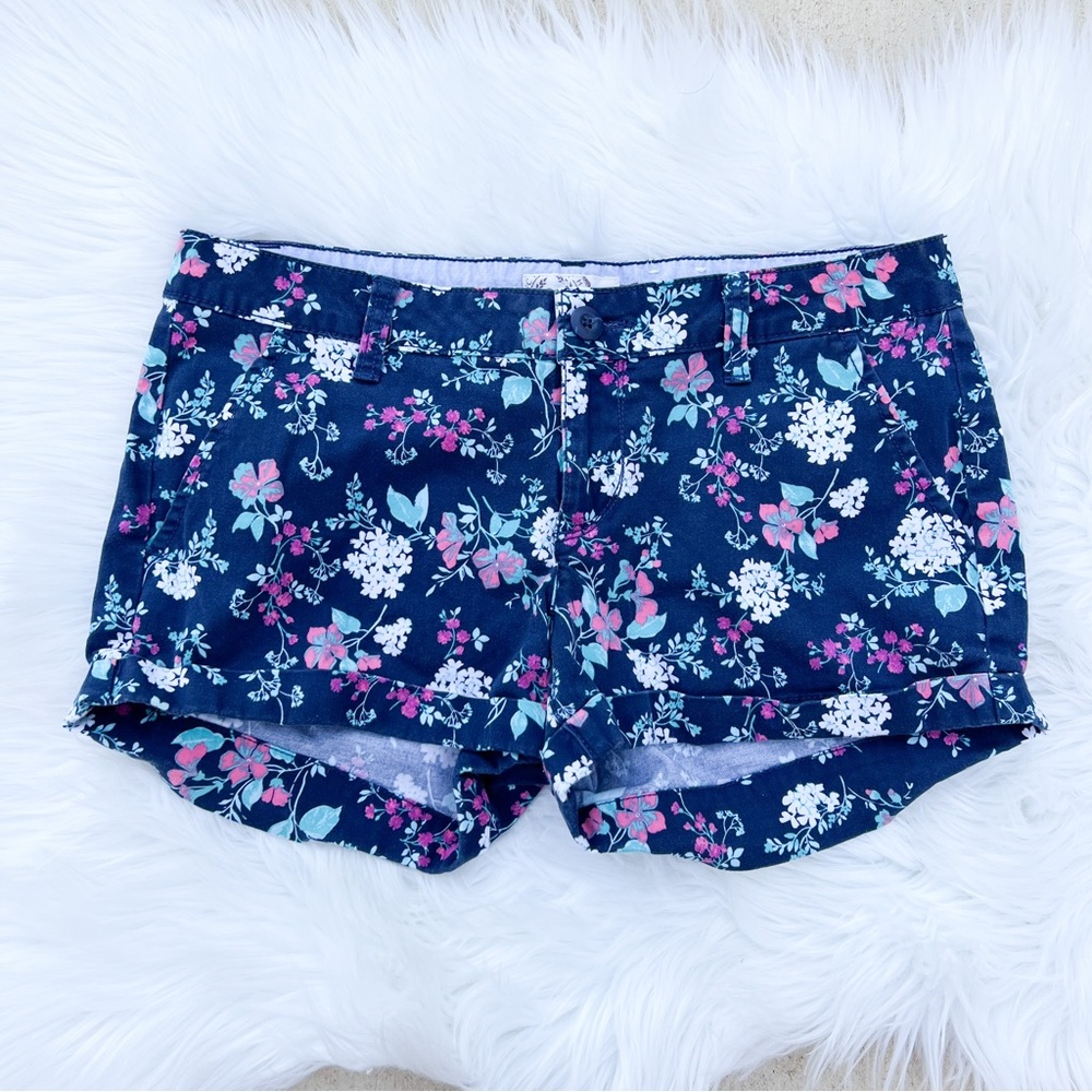 Juniors Navy Pink Floral Shorts Size 9
